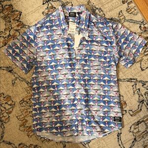 Wesc Blue and White Mushroom Pattern Shirt